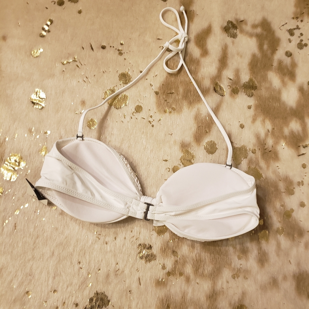 NWT A&F S White Eyelet Bikini Top - Picture 4 of 6